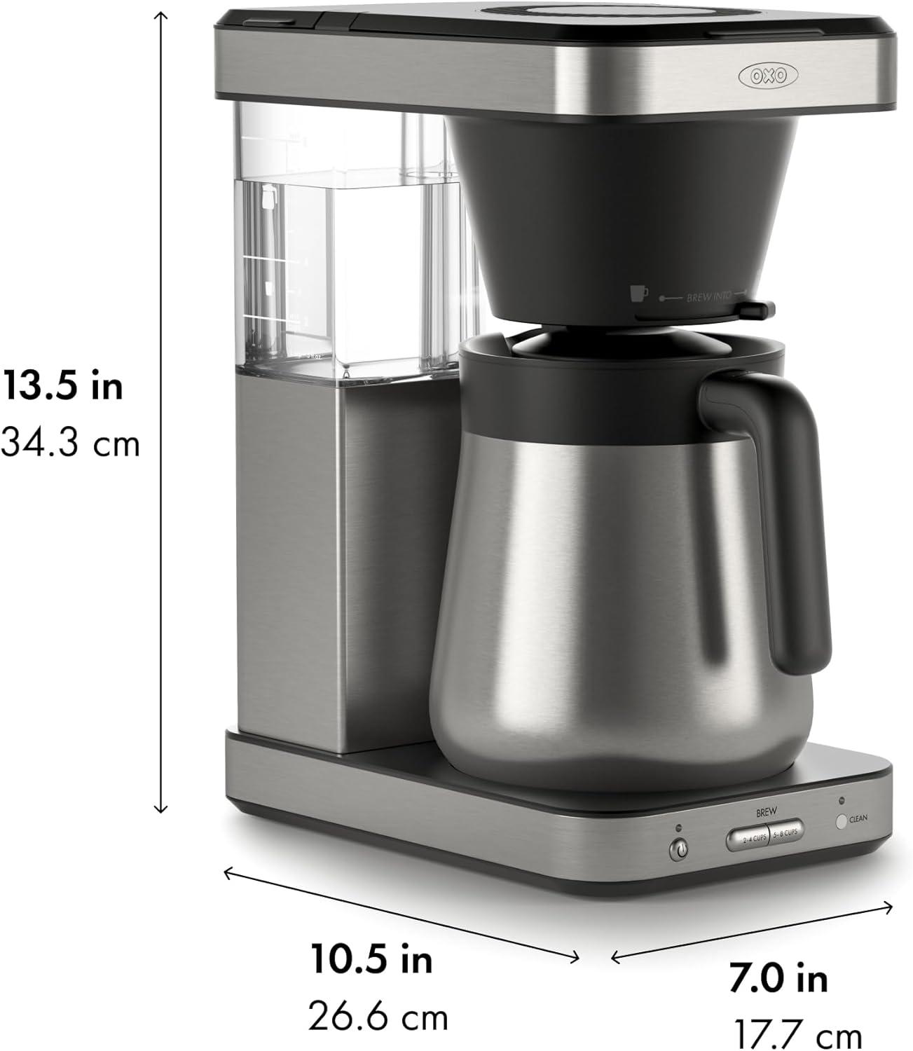 imageOXO Brew 8Cup Coffee Maker SingleServe ampamp Carafe Thermal Stainless Steel SCA CertifiedStainless Steel
