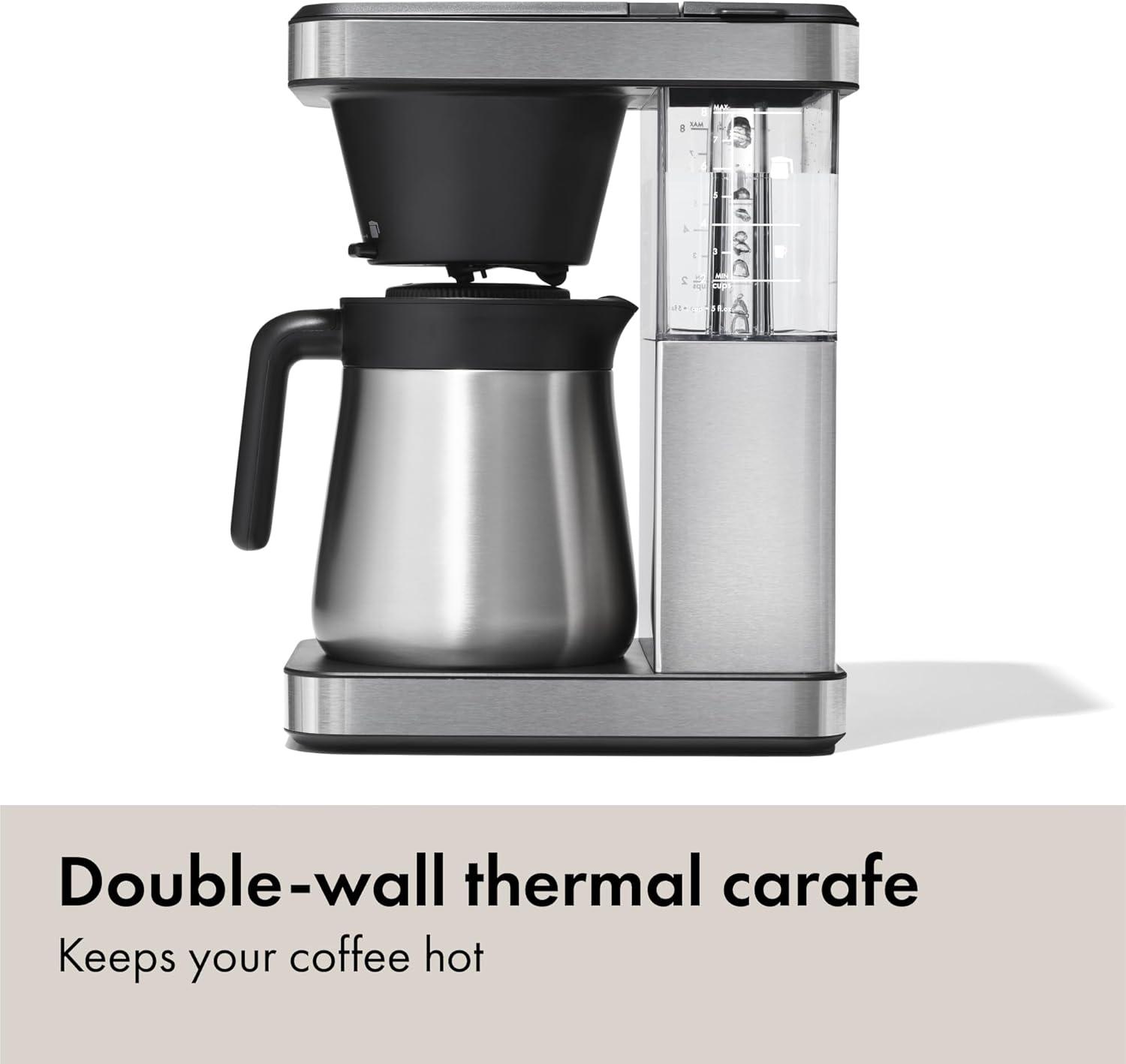 imageOXO Brew 8Cup Coffee Maker SingleServe ampamp Carafe Thermal Stainless Steel SCA CertifiedStainless Steel