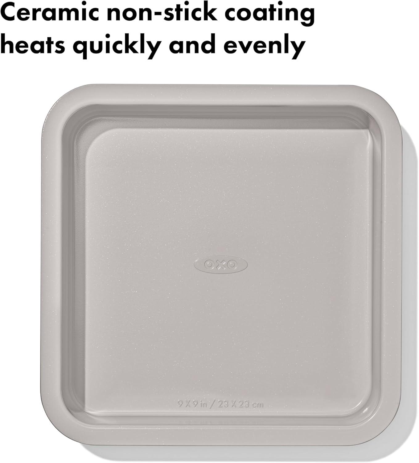 imageOXO Good Grips NonStick Pro Ceramic Coated Metal Bakeware Half Sheet Pan Storm BlueBiscuit