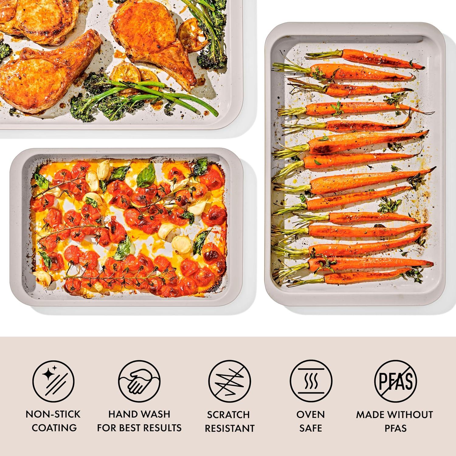 imageOXO Good Grips NonStick Pro Ceramic Coated Metal Bakeware Half Sheet Pan Storm BlueBiscuit