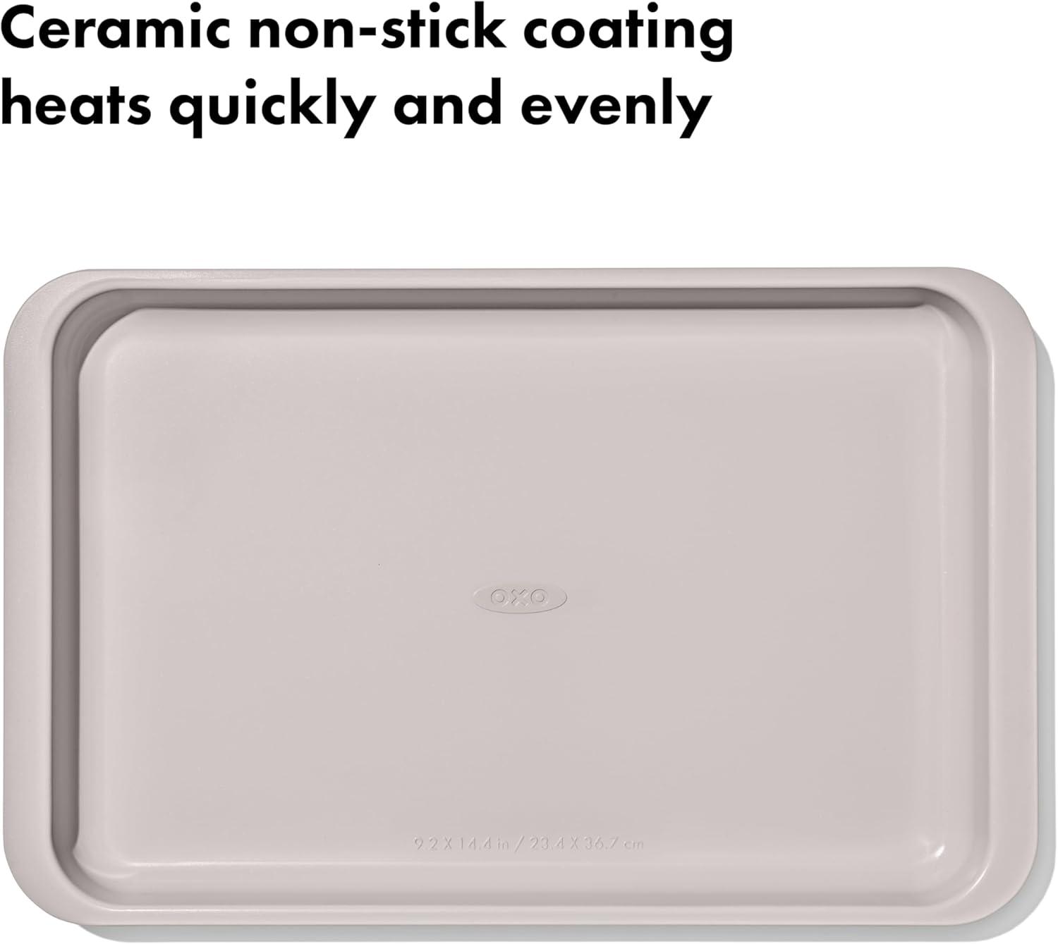 imageOXO Good Grips NonStick Pro Ceramic Coated Metal Bakeware Half Sheet Pan Storm BlueBiscuit