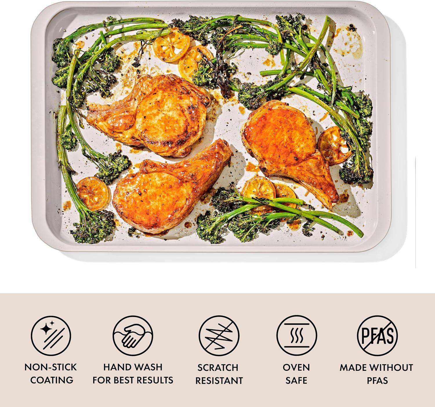 imageOXO Good Grips NonStick Pro Ceramic Coated Metal Bakeware Half Sheet Pan Storm BlueBiscuit
