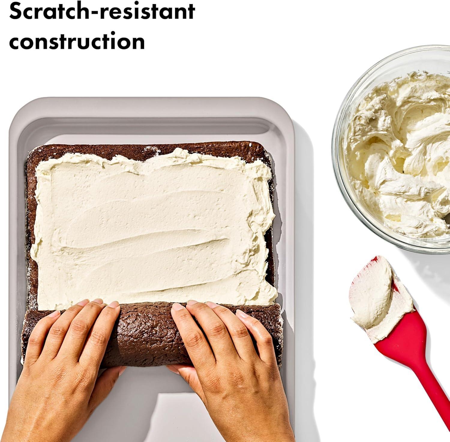 imageOXO Good Grips NonStick Pro Ceramic Coated Metal Bakeware Half Sheet Pan Storm BlueBiscuit