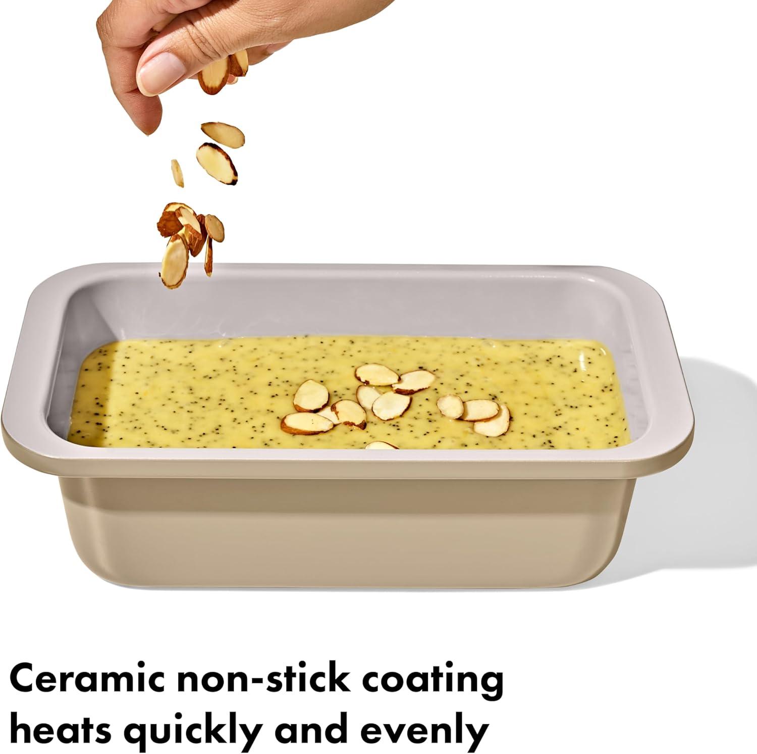 imageOXO Good Grips NonStick Pro Ceramic Coated Metal Bakeware Half Sheet Pan Storm BlueBiscuit