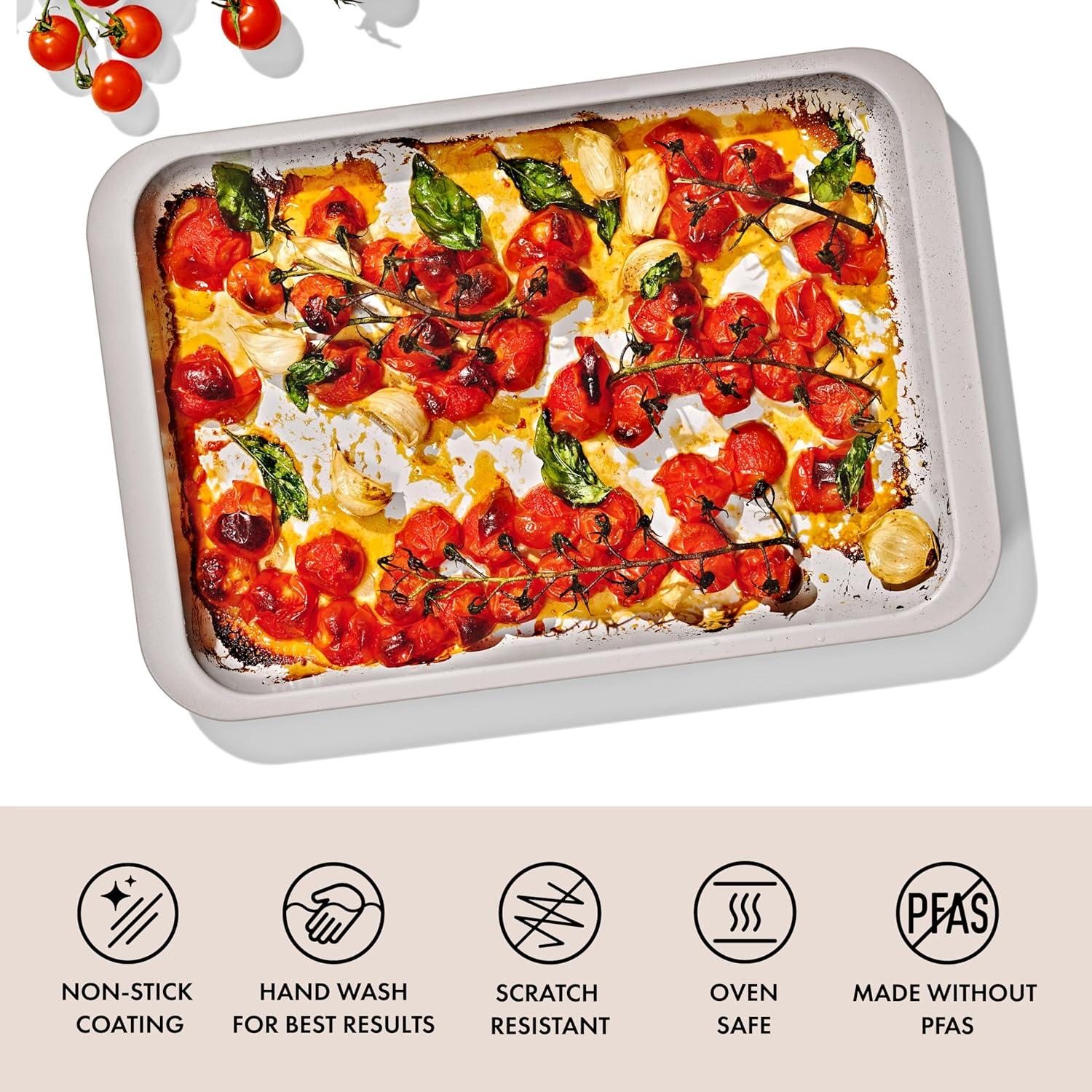 imageOXO Good Grips NonStick Pro Ceramic Coated Metal Bakeware Half Sheet Pan Storm BlueBiscuit
