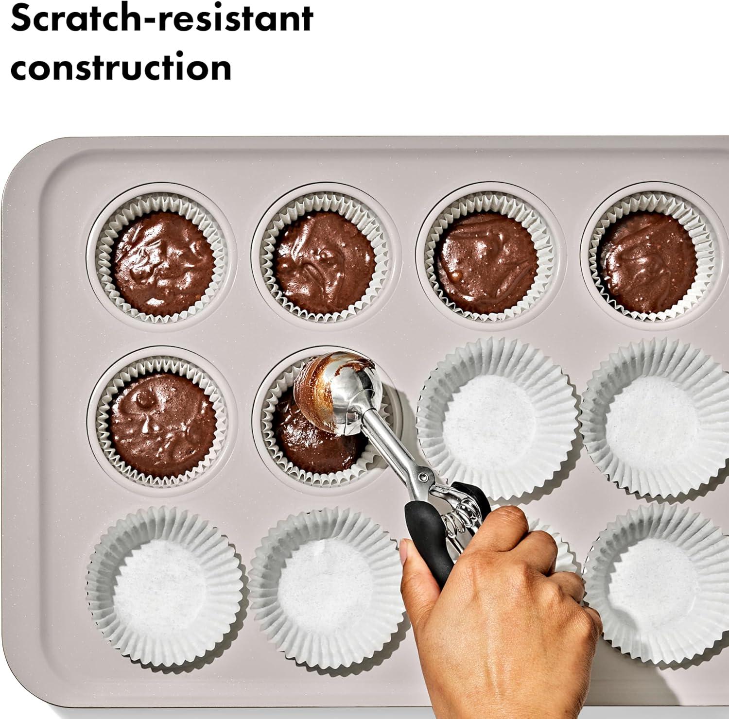 imageOXO Good Grips NonStick Pro Ceramic Coated Metal Bakeware Half Sheet Pan Storm BlueBiscuit