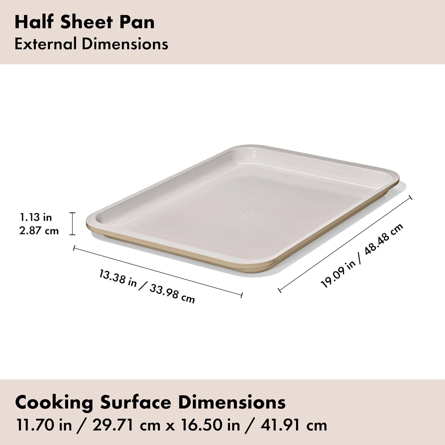 imageOXO Good Grips NonStick Pro Ceramic Coated Metal Bakeware Half Sheet Pan Storm BlueBiscuit