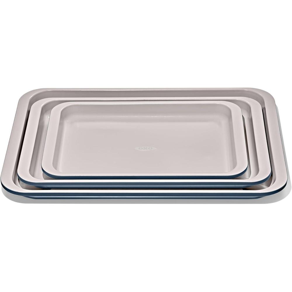 imageOXO Good Grips NonStick Pro Ceramic Coated Metal Bakeware Half Sheet Pan  Storm BlueStorm Blue