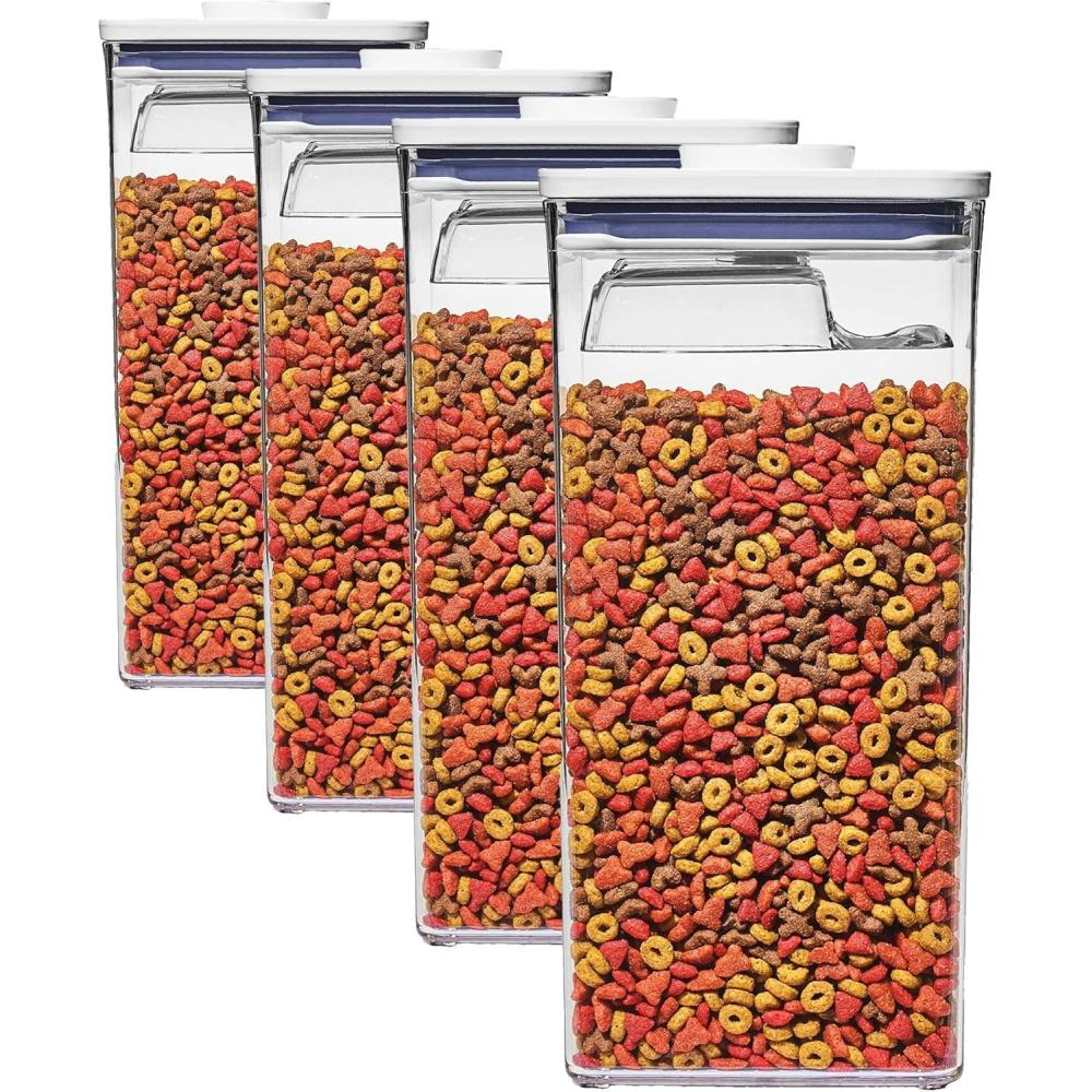 imageOXO Good Grips Pet POP Container  60 Qt57 L with Half Scoop Ideal for up to 65lbs of Dog Food or 45lbs of Cat Food Airtight Dog and Cat Food Storage Container BPA Free ClearPet POP 60 Qt Pack of 4