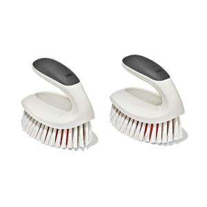 OXO Good Grips All-Purpose Scrub Brush – 2-Pack, Crevice Cleaning, Bathroom Cleaning, Scrub Brush with Handle, Brushes to Scrub Your Kitchen or bathrooms(2 Pack)