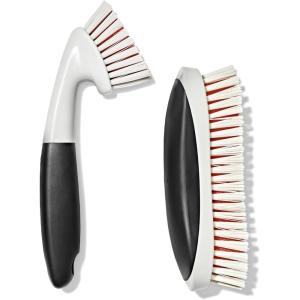 OXO Good Grips Grout Brush & Heavy Duty Scrub Brush Combo Set; Tough, Durable bristles Cut Through Grime and soap scum; Ideal for tubs, Tile Walls, countertops and Floors(Grout and Heavy Duty Scrub Brush Set)