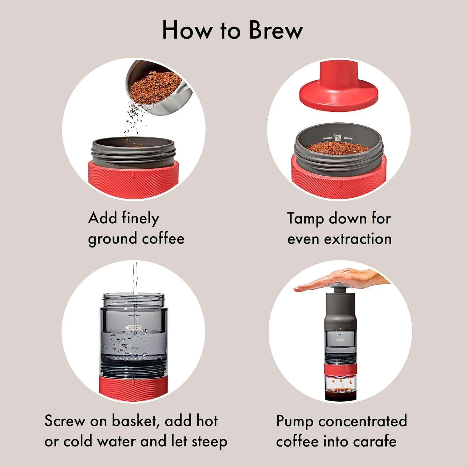 imageOXO Brew Rapid Brewer Portable Coffee Maker Fast Manual Hot ampamp Cold Brew Small Handheld Brewer Compact Travel Coffee MakerOne Size