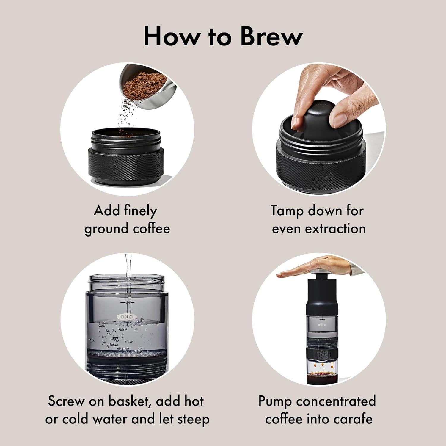 imageOXO Brew Rapid Brewer Portable Coffee Maker Fast Manual Hot ampamp Cold Brew Small Handheld Brewer Compact Travel Coffee MakerOne Size
