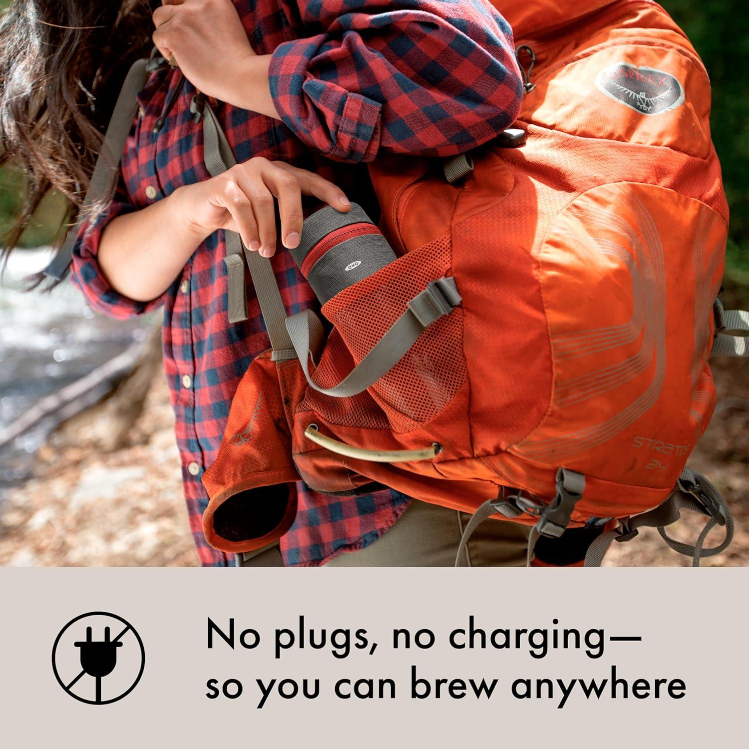 imageOXO Brew Rapid Brewer Portable Coffee Maker Fast Manual Hot ampamp Cold Brew Small Handheld Brewer Compact Travel Coffee MakerOne Size