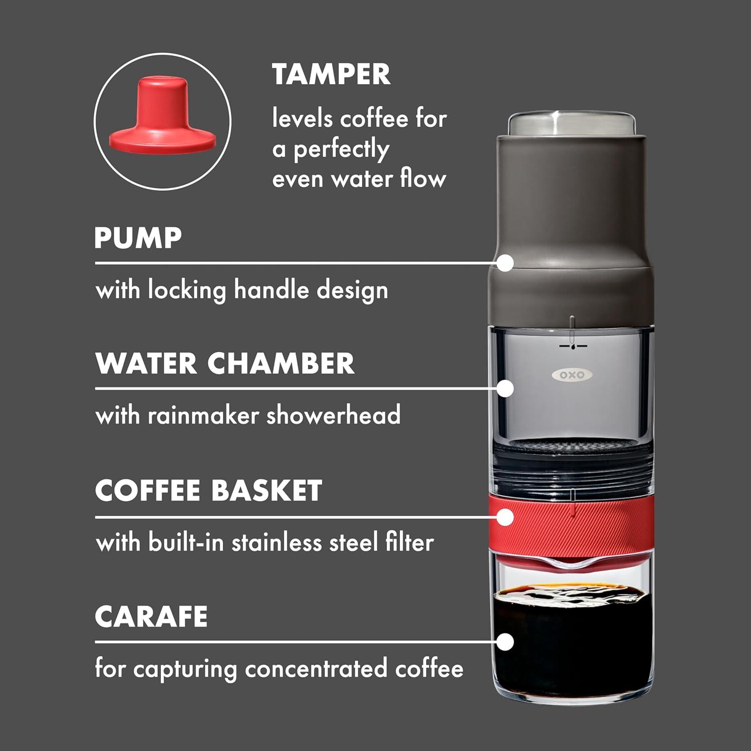 imageOXO Brew Rapid Brewer Portable Coffee Maker Fast Manual Hot ampamp Cold Brew Small Handheld Brewer Compact Travel Coffee MakerOne Size