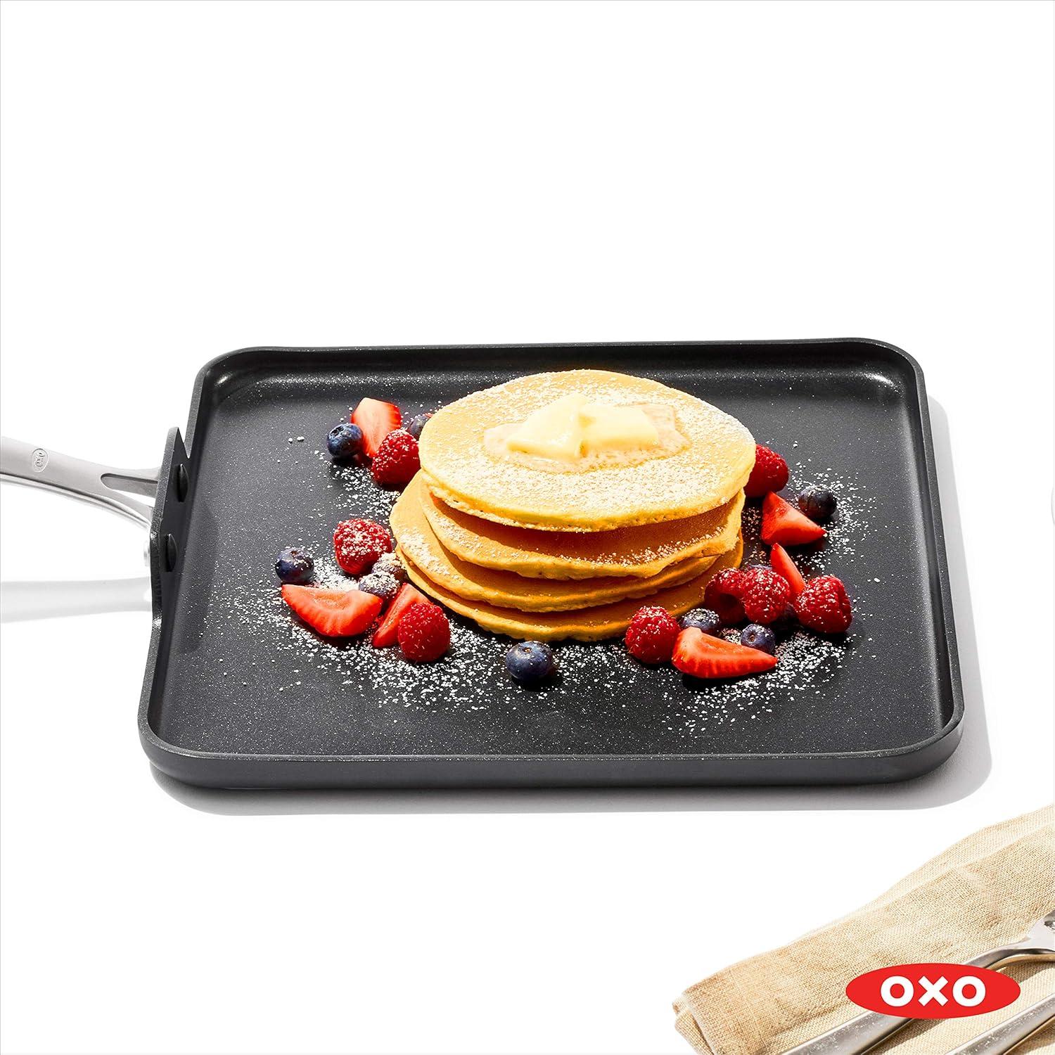 imageOXO Enhanced 11quot Griddle Pan PFASFree Ceramic Nonstick Durable Hard Anodized Cookware Scratch Resistant Stainless Steel Handle Good Grips Dishwasher Safe Oven safe Black