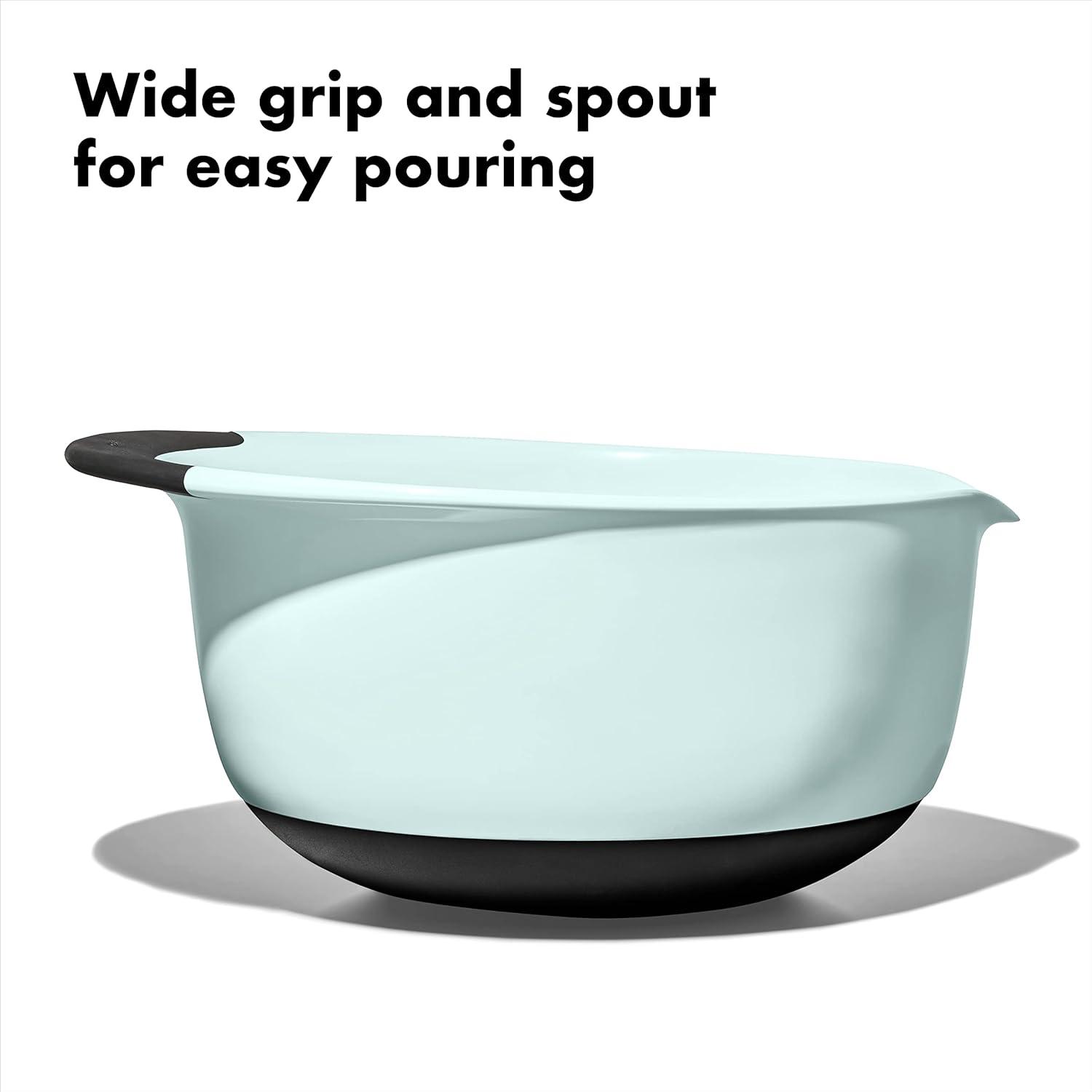 imageOXO Good Grips 3 Piece Plastic Mixing Bowl Set 2500 mlWhiteBlackCadet BlueTower GrayJade