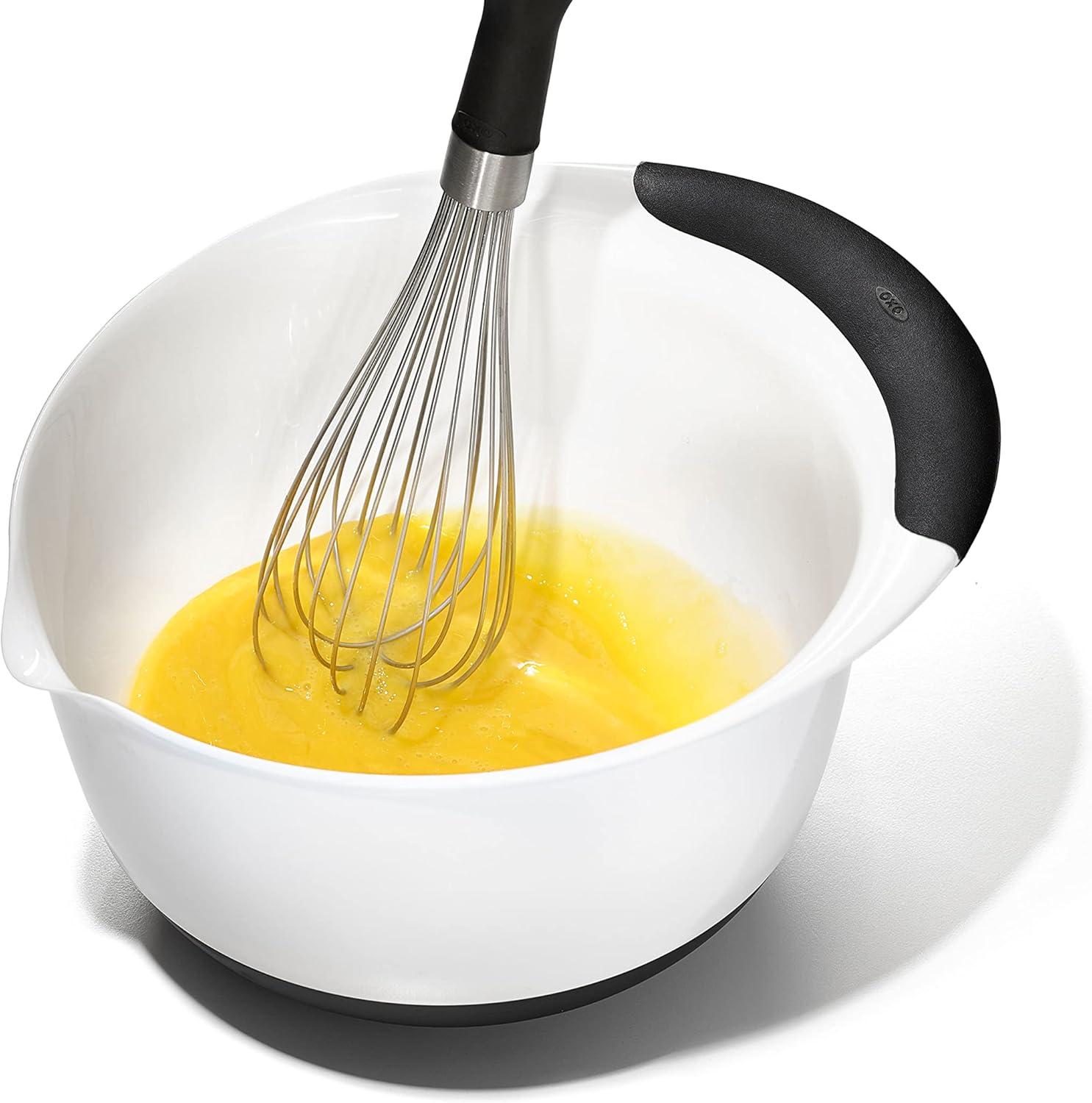 imageOXO Good Grips 3 Piece Plastic Mixing Bowl Set 2500 mlWhiteBlackWhiteBlack