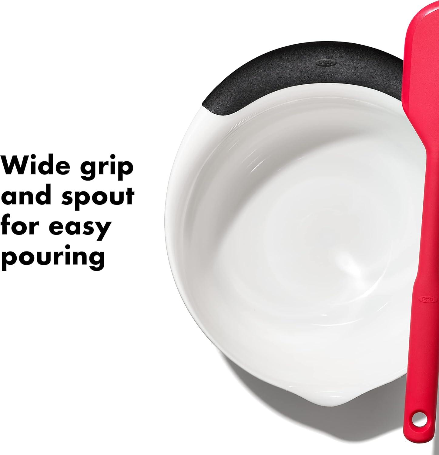 imageOXO Good Grips 3 Piece Plastic Mixing Bowl Set 2500 mlWhiteBlackWhiteBlack