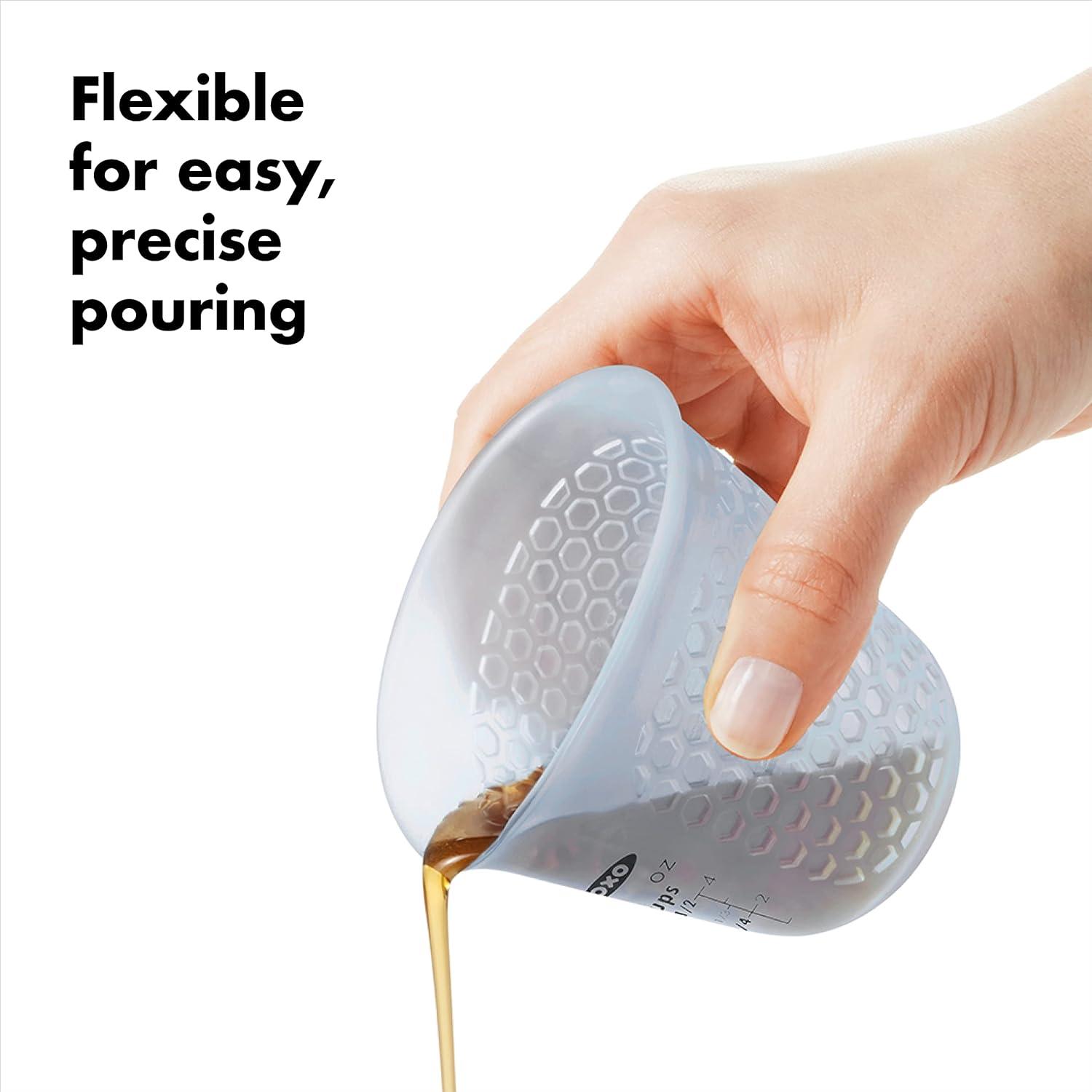 imageOXO Good Grips 3 Piece Squeeze ampamp Pour Silicone Measuring Cup Set3Piece Set