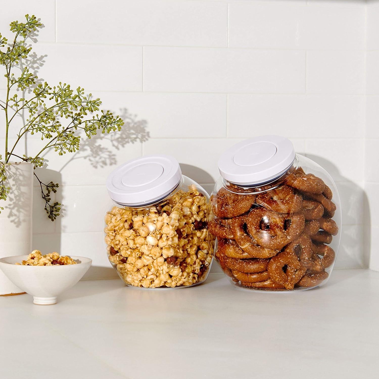 imageOXO Good Grips 30 Qt POP Medium Cookie Jar Airtight Food Storage for Snacks and More White and ClearMedium Jar 3 Qt Pack of 8