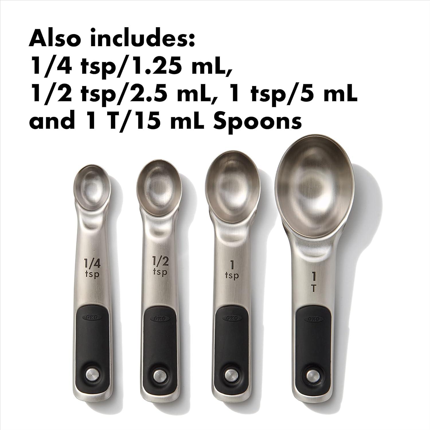 imageOXO Good Grips 4 Piece Stainless Steel Measuring Spoons with Magnetic SnapsSet