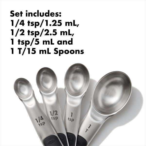 imageOXO Good Grips 4 Piece Stainless Steel Measuring Spoons with Magnetic SnapsSpoons
