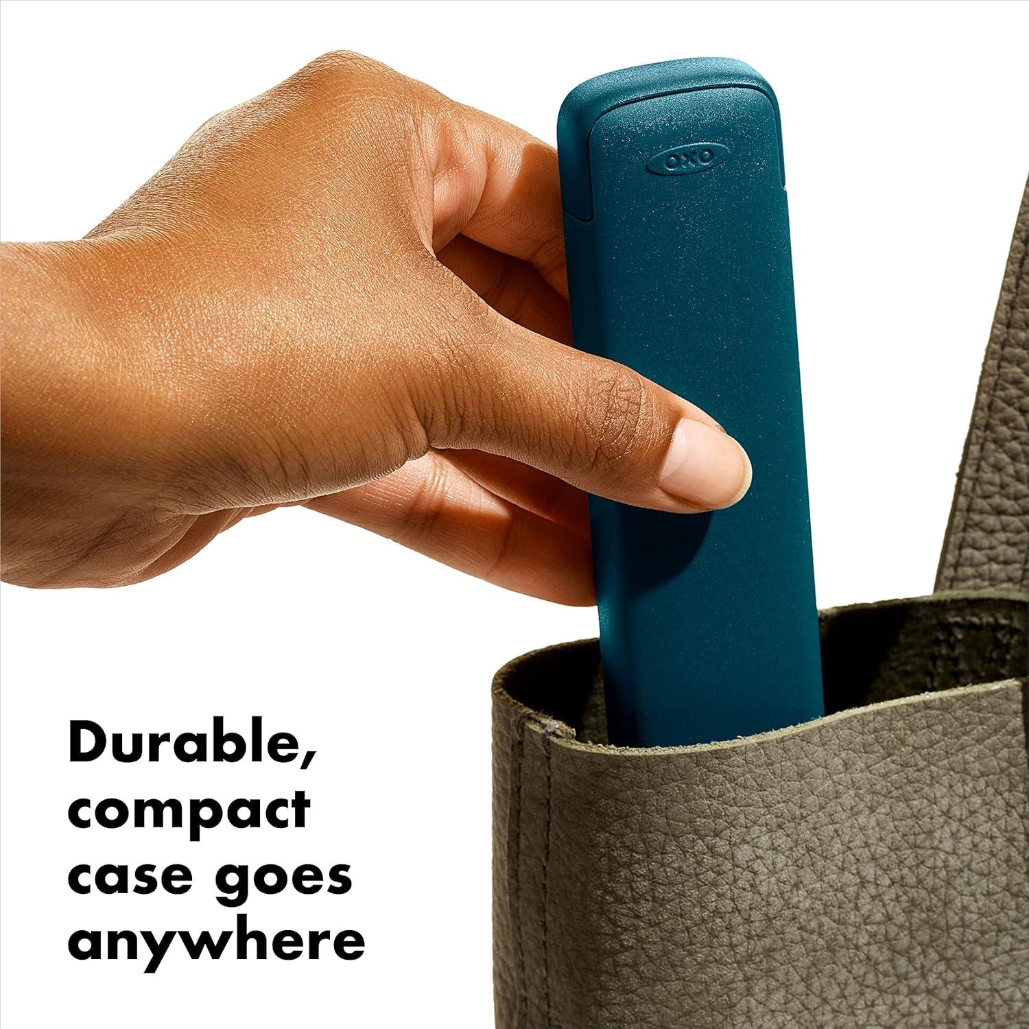 imageOXO Good Grips 4Piece Reusable Extendable Straw Set BlueGreen 105 inches