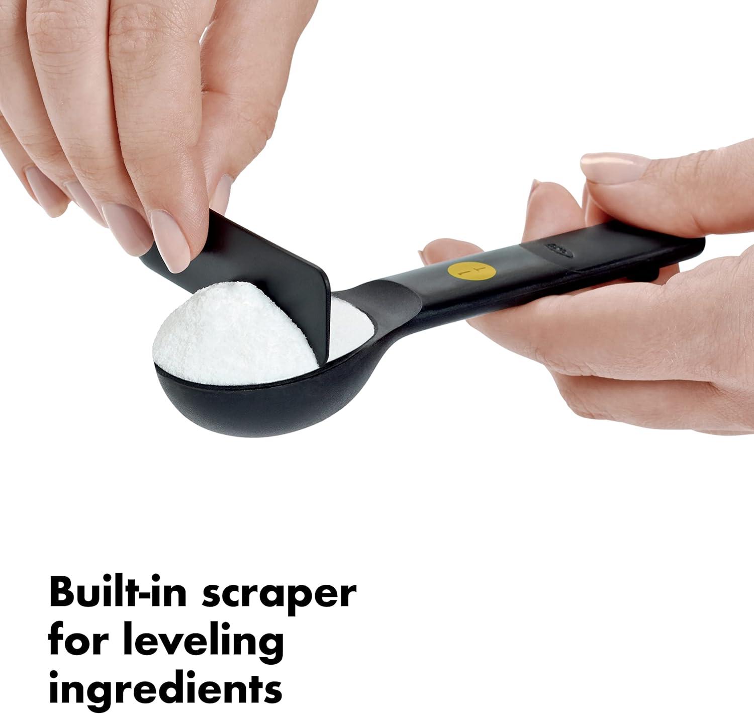 imageOXO Good Grips 6Piece Plastic Measuring Spoons with Scraper WhiteBlack