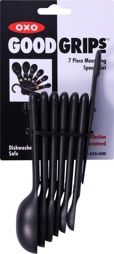 imageOXO Good Grips 6Piece Plastic Measuring Spoons with Scraper WhiteBlack