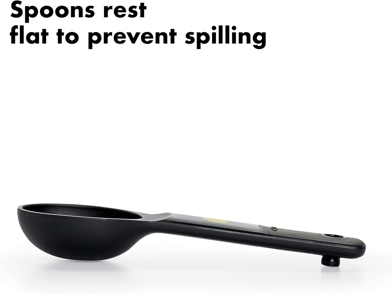 imageOXO Good Grips 6Piece Plastic Measuring Spoons with Scraper WhiteBlack