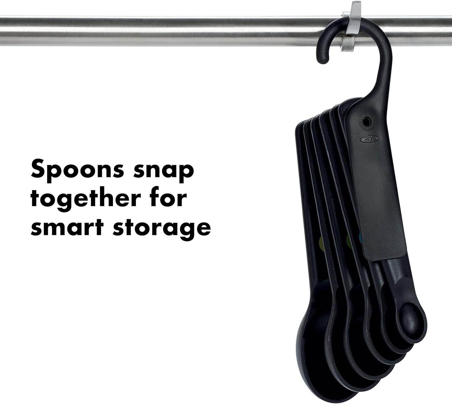 imageOXO Good Grips 6Piece Plastic Measuring Spoons with Scraper WhiteBlack