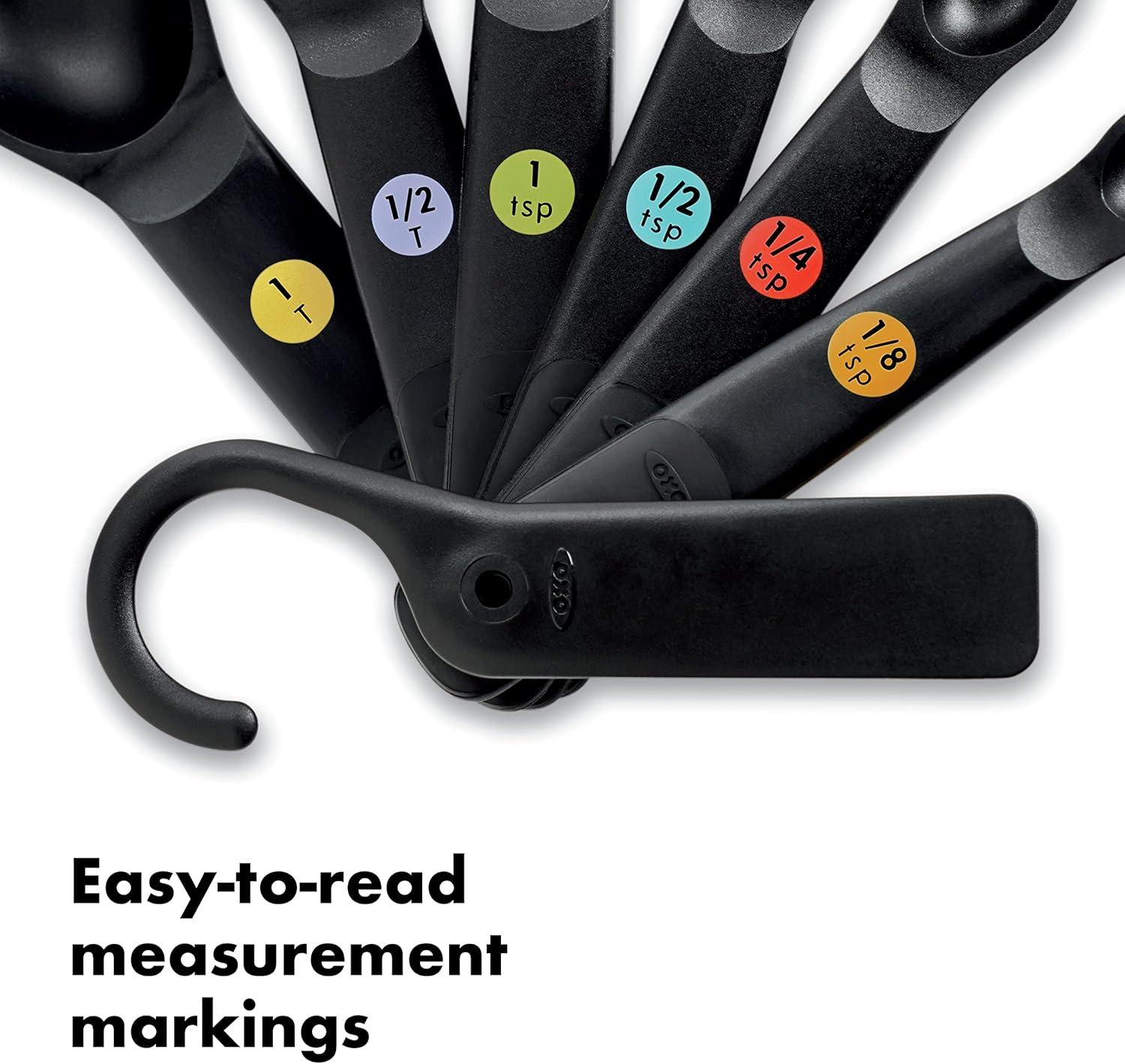 imageOXO Good Grips 6Piece Plastic Measuring Spoons with Scraper WhiteBlack