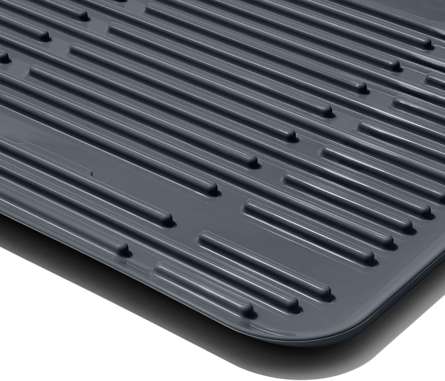 imageOXO Good Grips Aluminum Fold Flat Dish Drying Rack 2Tier with Drainboard for Kitchen Counter Collapsible