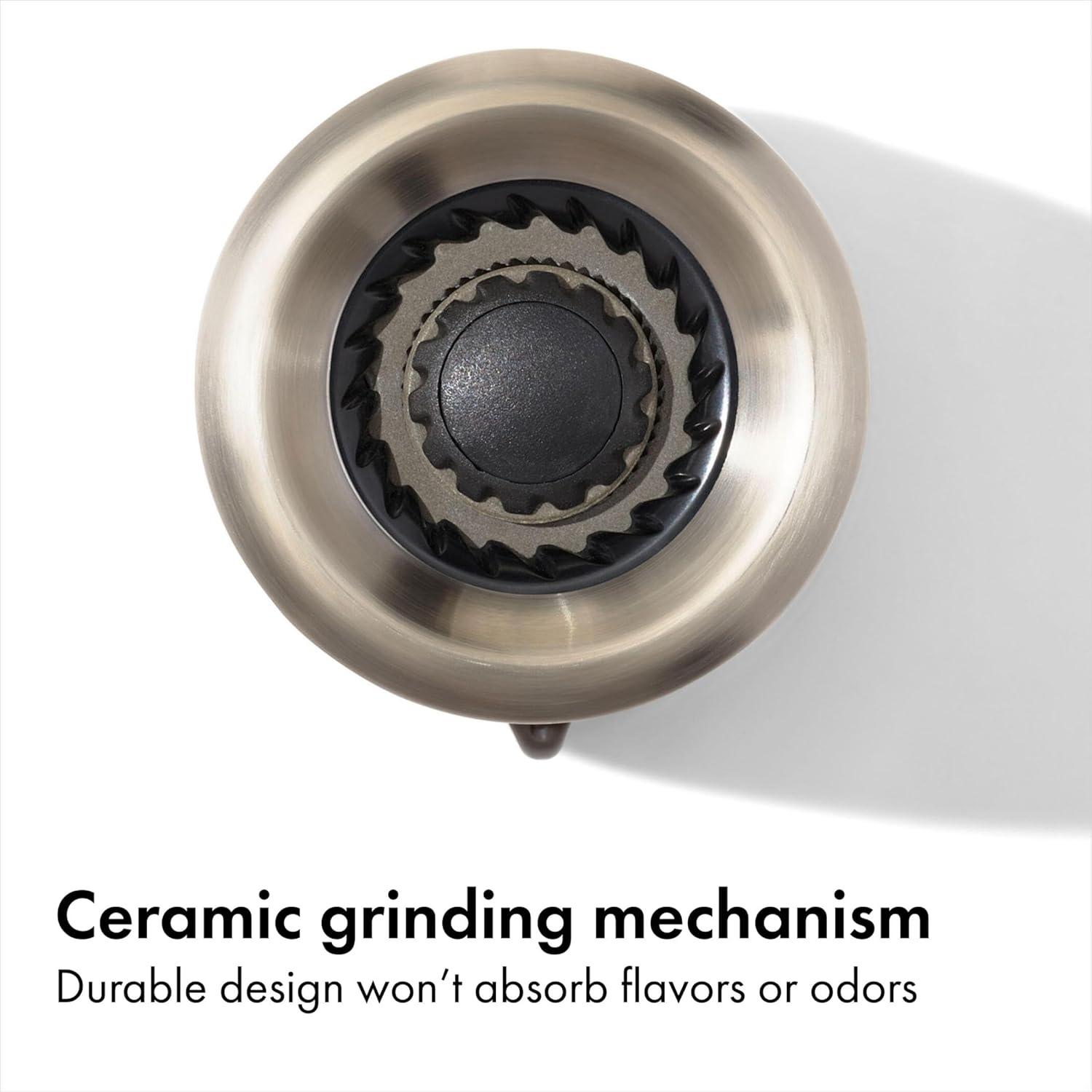 imageOXO Good Grips Contoured MessFree Pepper Grinder Adjustable Ceramic Grinder with Five Settings Black Pepper Mill for Home and Kitchen Spice Tool and Kitchen GadgetGray