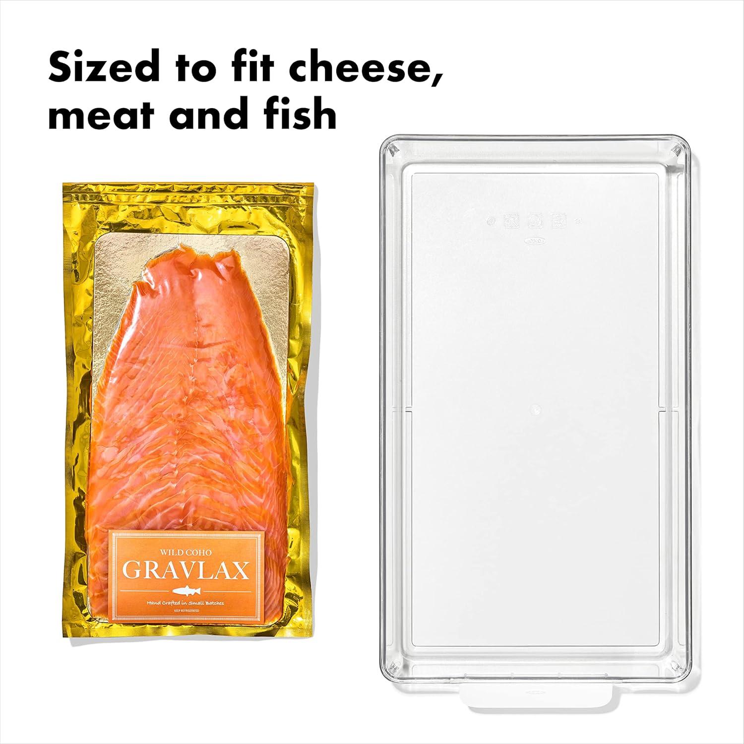 imageOXO Good Grips Fridge Organization Bin 8 in x 14 in for Cheese Meat Fish and More8 in x 14 in Pack of 2