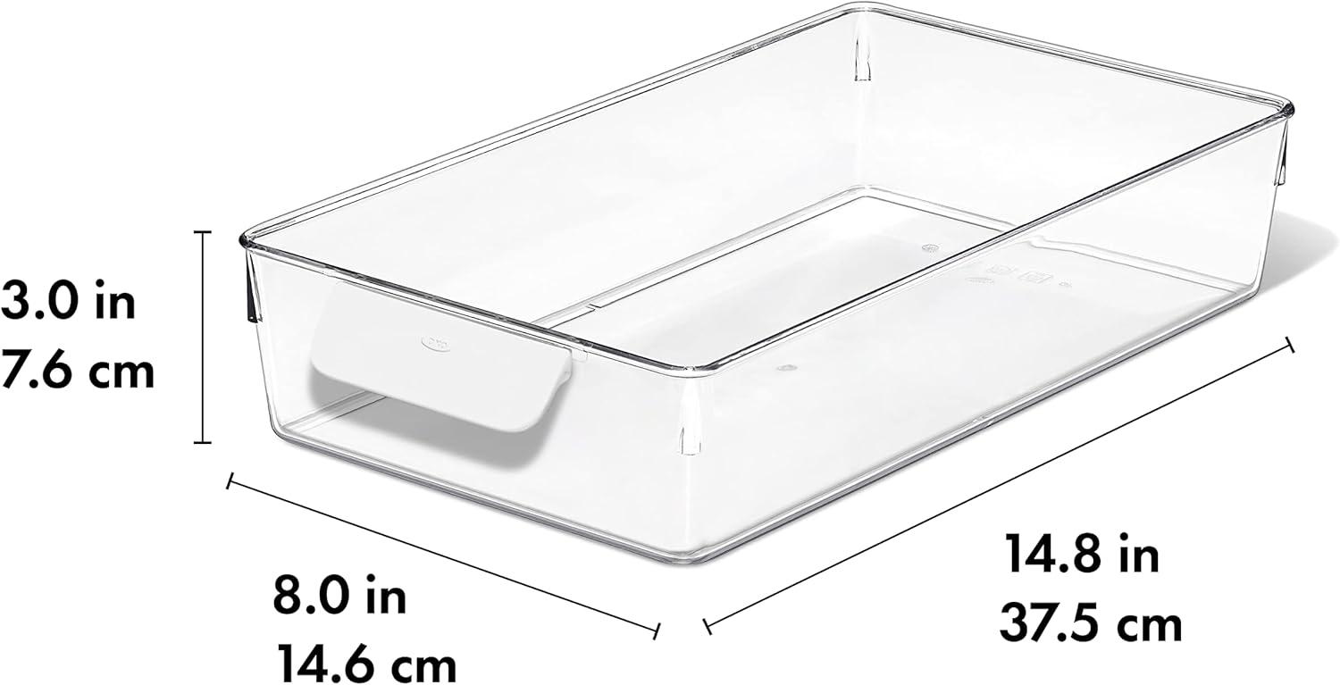 imageOXO Good Grips Fridge Organization Bin 8 in x 14 in for Cheese Meat Fish and More8 in x 14 in Pack of 2