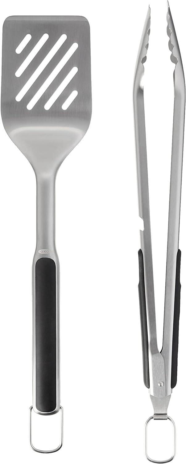 imageOXO Good Grips Grilling Tools 3pc SetTongs Turner Rest Black