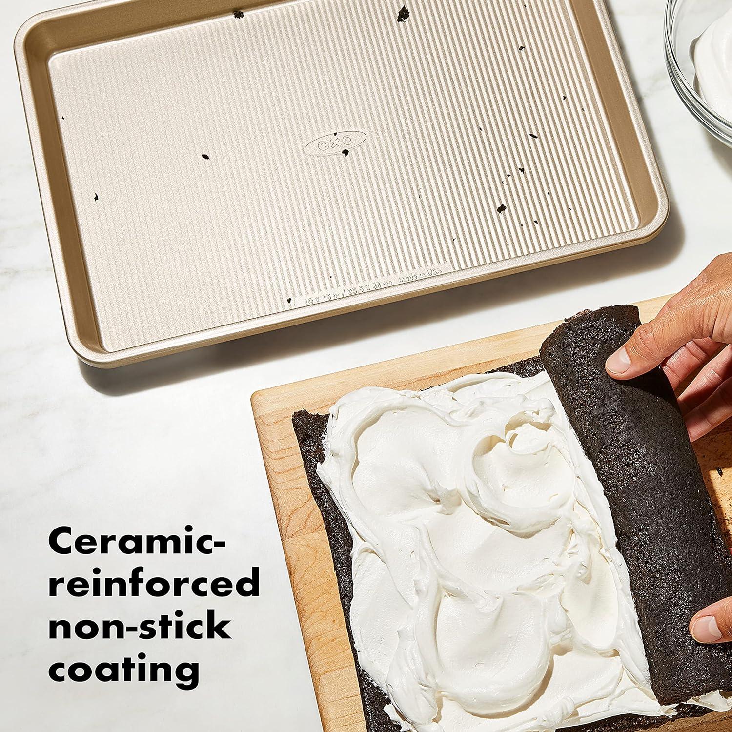 imageOXO Good Grips NonStick Pro Round Cake Pan 9 InchJelly Roll Pan 10 x 15 Pack of 6