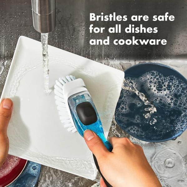 imageOXO Good Grips Soap Dispensing Dish Scrub Brush Cleaning Brush for KitchenBrush