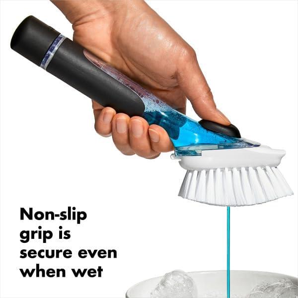 imageOXO Good Grips Soap Dispensing Dish Scrub Brush Cleaning Brush for KitchenBrush