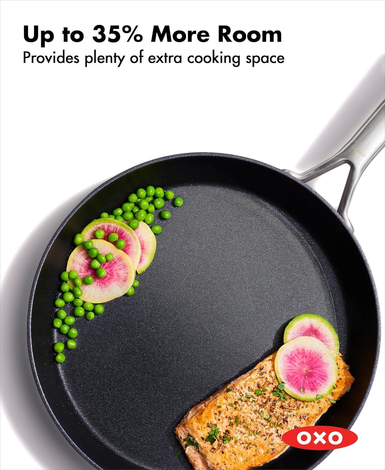 imageOXO Professional 5 Piece Cookware Pots and Pans Set Hard Anodized Ceramic Nonstick PFASFree Stainless Steel Handles Induction Suitable Diamond Reinforced Coating Dishwasher and Oven Safe BlackBlack