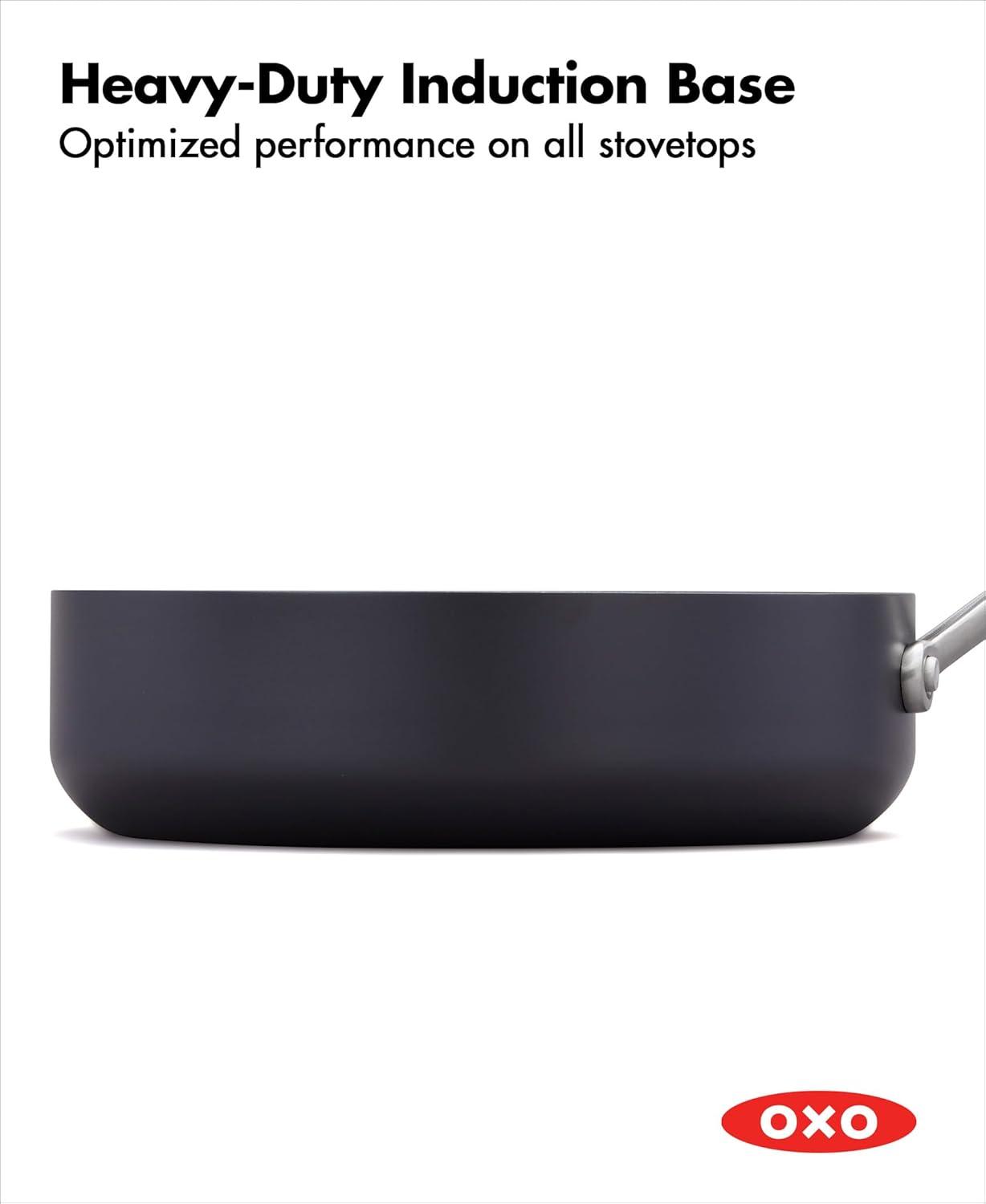 imageOXO Professional 5 Piece Cookware Pots and Pans Set Hard Anodized Ceramic Nonstick PFASFree Stainless Steel Handles Induction Suitable Diamond Reinforced Coating Dishwasher and Oven Safe BlackBlack