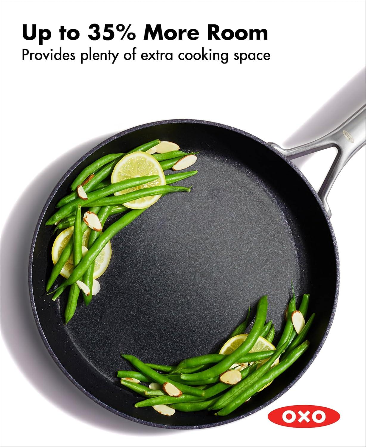 imageOXO Professional 5 Piece Cookware Pots and Pans Set Hard Anodized Ceramic Nonstick PFASFree Stainless Steel Handles Induction Suitable Diamond Reinforced Coating Dishwasher and Oven Safe BlackBlack