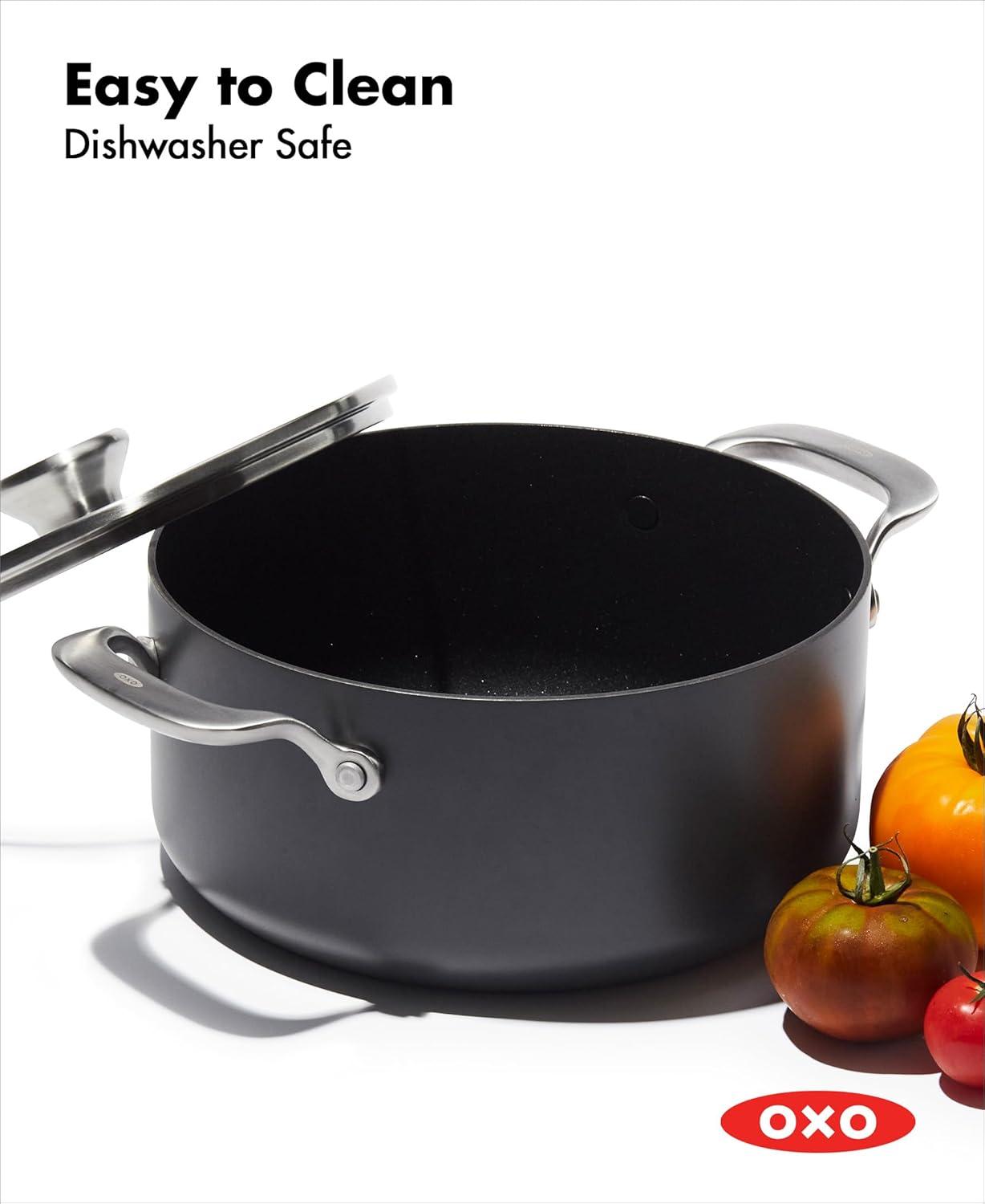 imageOXO Professional 5 Piece Cookware Pots and Pans Set Hard Anodized Ceramic Nonstick PFASFree Stainless Steel Handles Induction Suitable Diamond Reinforced Coating Dishwasher and Oven Safe BlackBlack