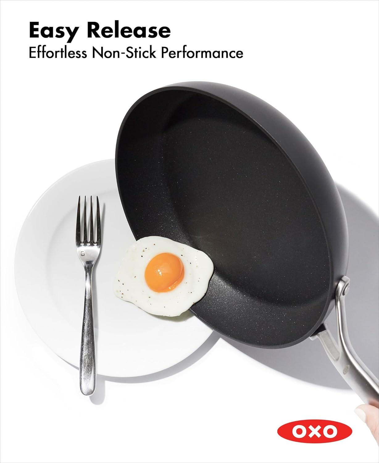 imageOXO Professional 5 Piece Cookware Pots and Pans Set Hard Anodized Ceramic Nonstick PFASFree Stainless Steel Handles Induction Suitable Diamond Reinforced Coating Dishwasher and Oven Safe BlackBlack