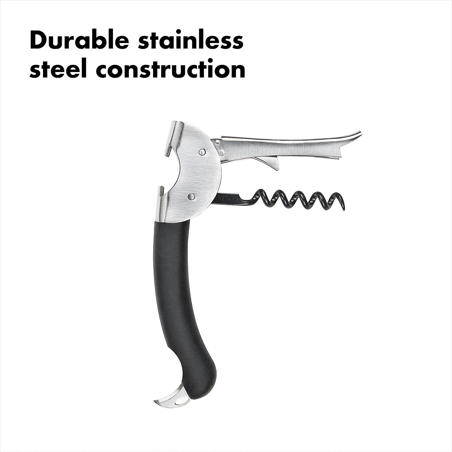 imageOXO Steel Double Lever Waiters CorkscrewSilverBlack1 CTSilverBlack