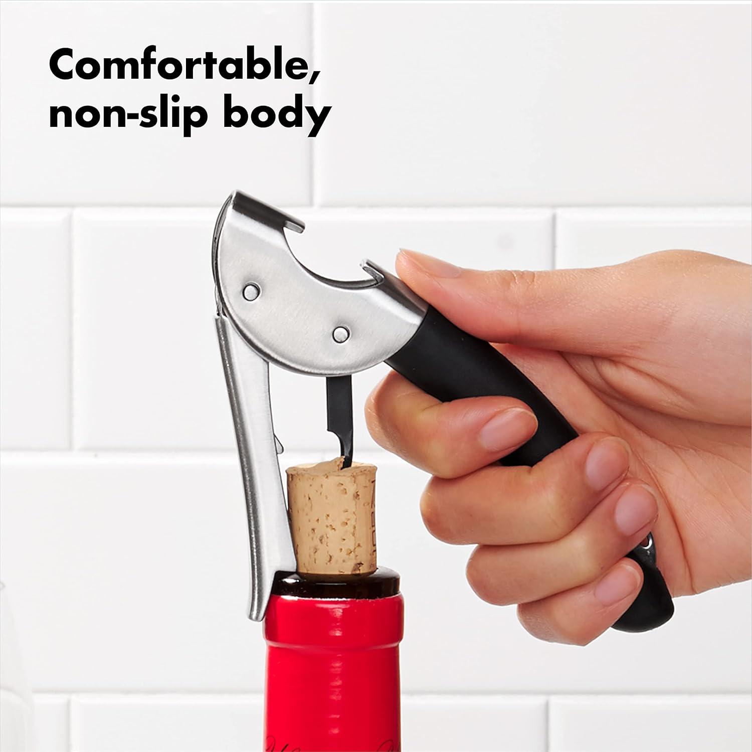 imageOXO Steel Double Lever Waiters CorkscrewSilverBlack1 CTSilverBlack