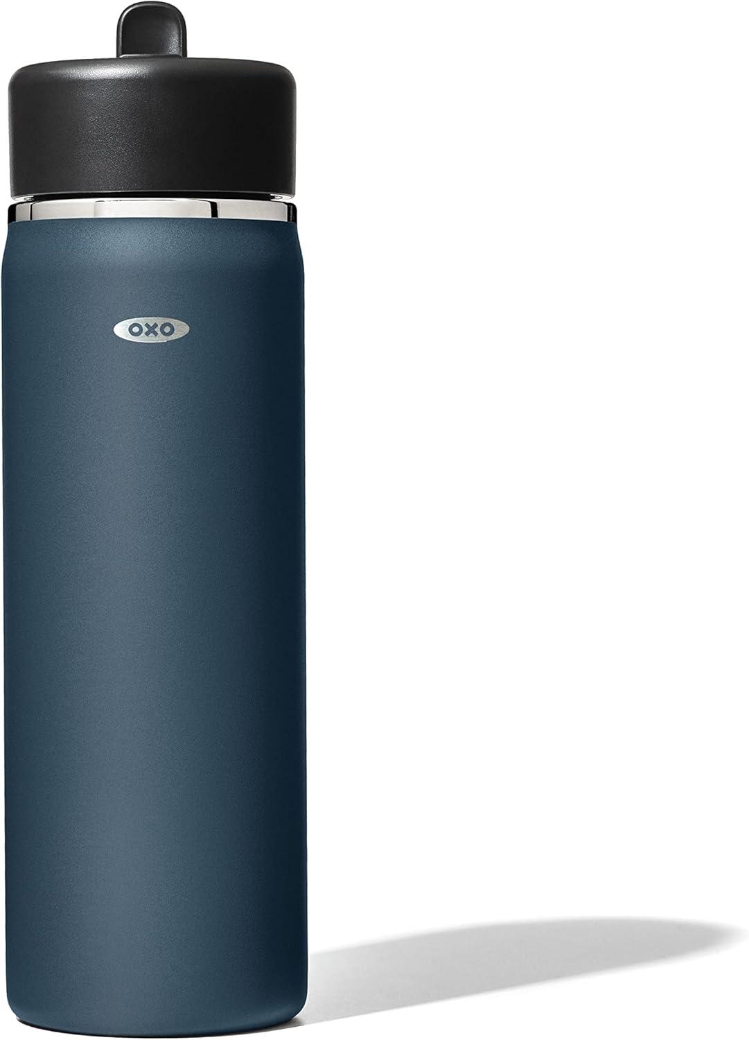 imageOXO Strive 20oz Wide Mouth Water Bottle with Straw Lid CitrineDark Cobalt
