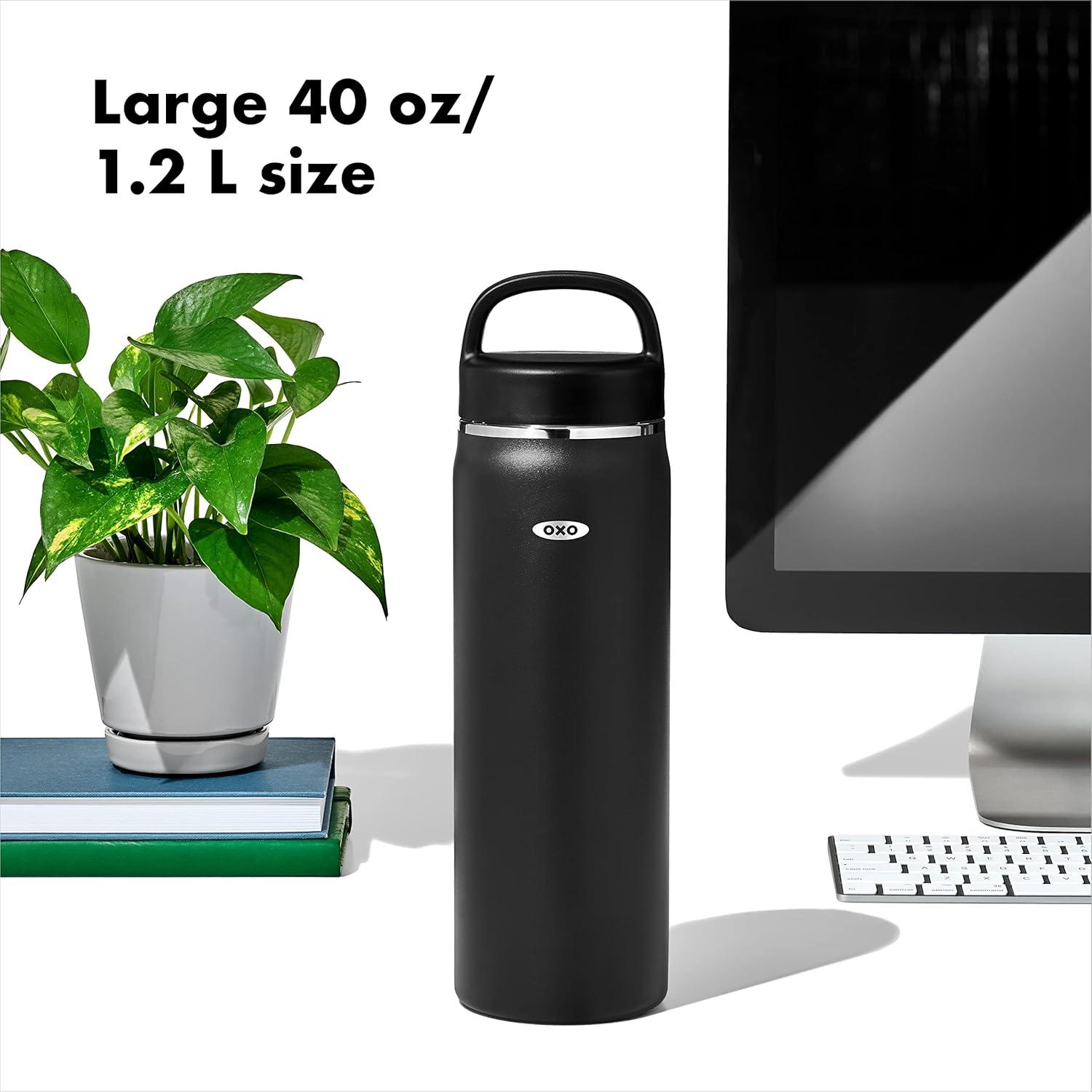 imageOXO Strive 40 oz Insulated Bottle with Handled Lid Rose QuartzOnyx